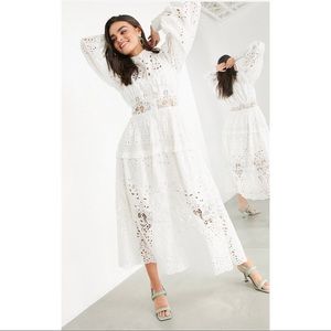 NWT ASOS Edition Broderie Shirt Dress in White - lace midi dress
